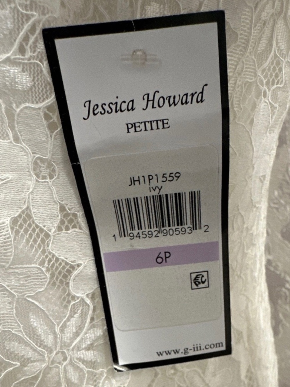 Jessica Howard Ivory Floral Lace A-Line Knee Dress Lined Button 6P Petite
